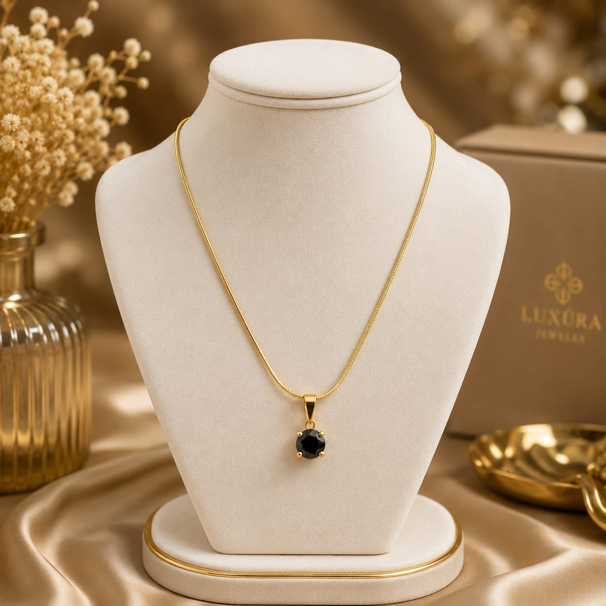 Black Charm Pendant Necklace for everyday wear