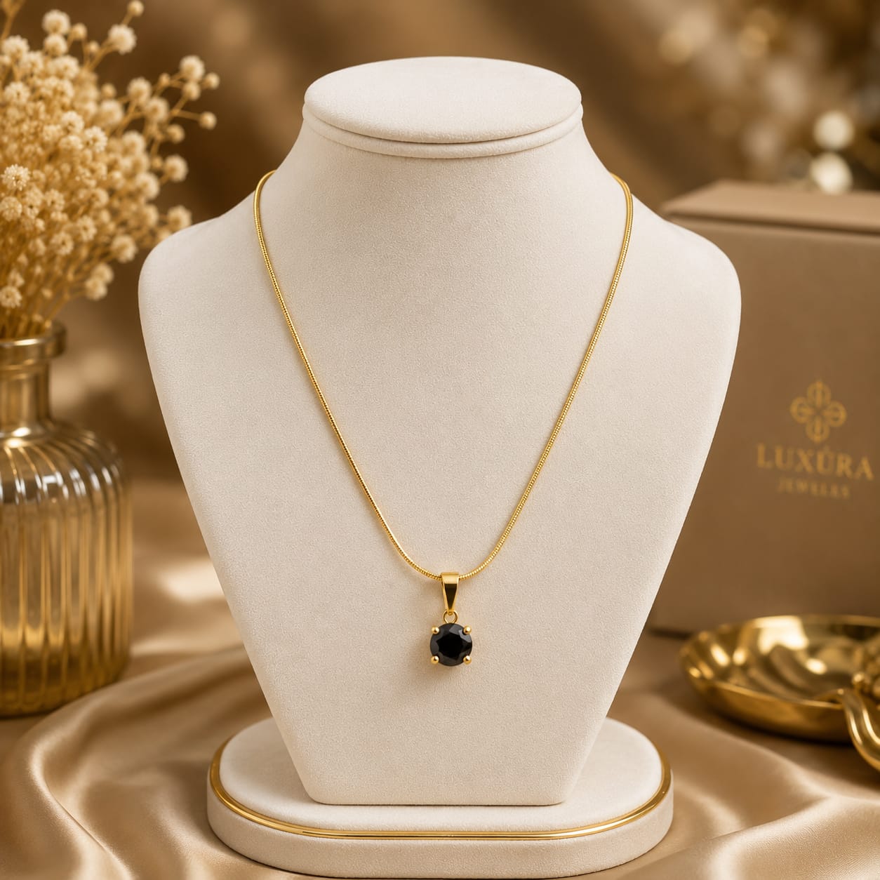 Black Charm Pendant Necklace for everyday wear