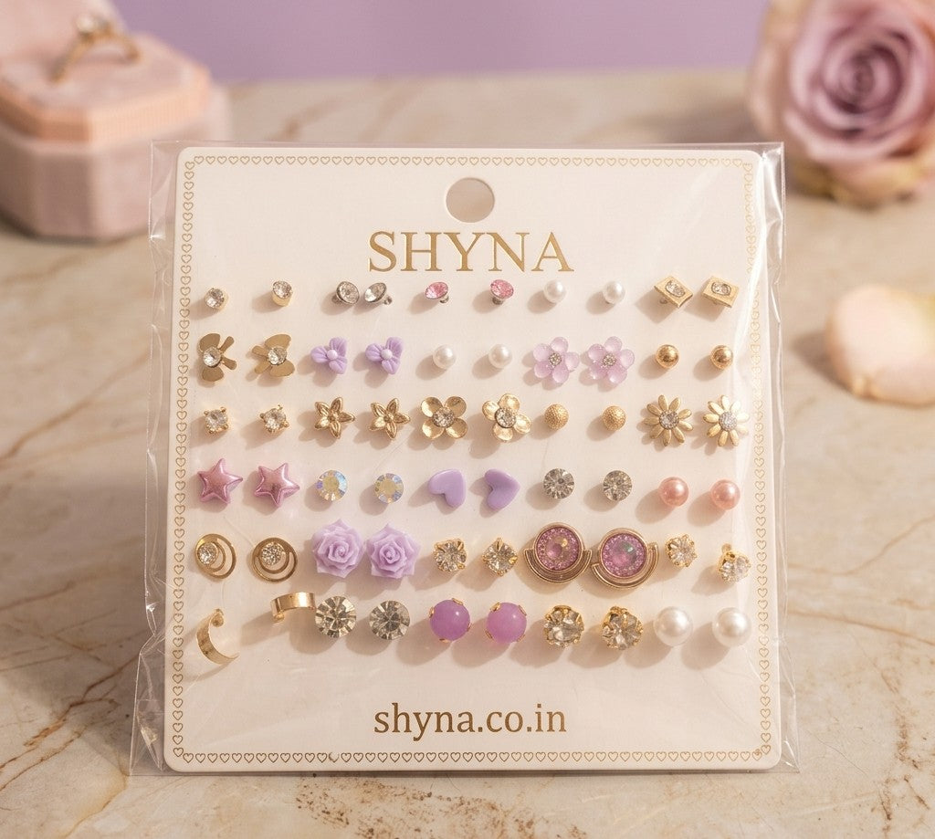 Purple earring set of 24 earring