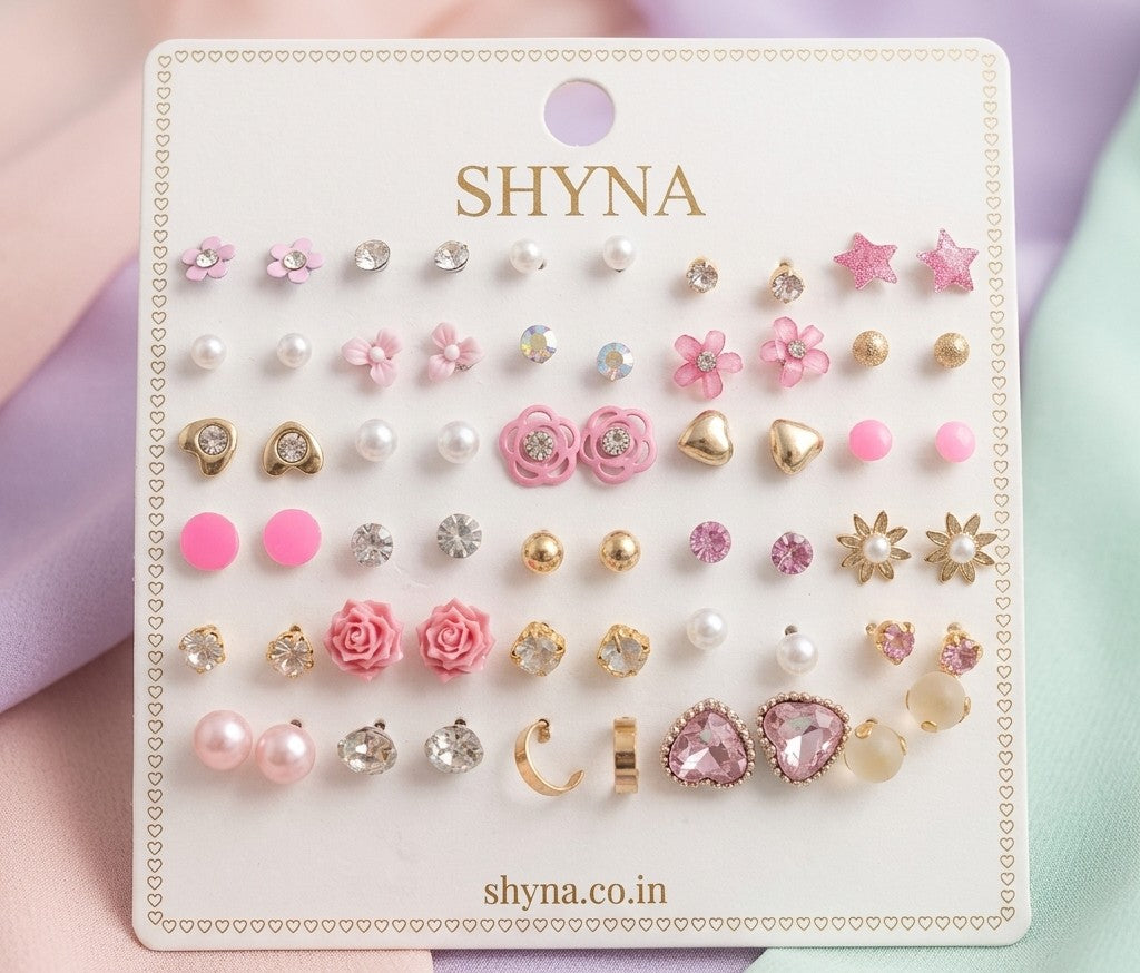 Pink earring set of 24 earring