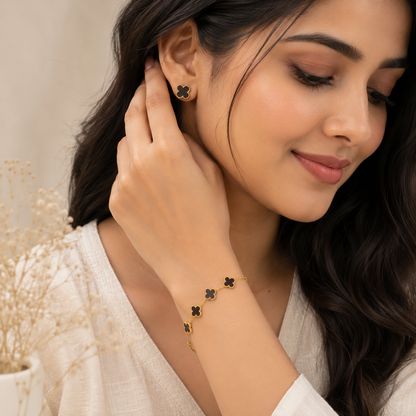 Desi Bing vibes  Black Clover Charm Bracelet  for Women & Girls