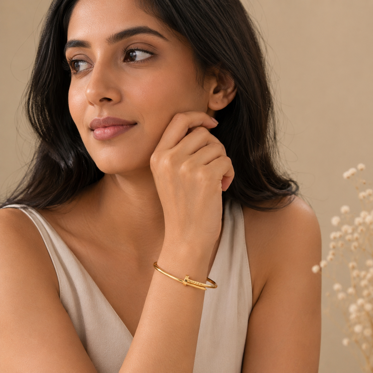 Anti Tarnish Nail Bangle Bracelet