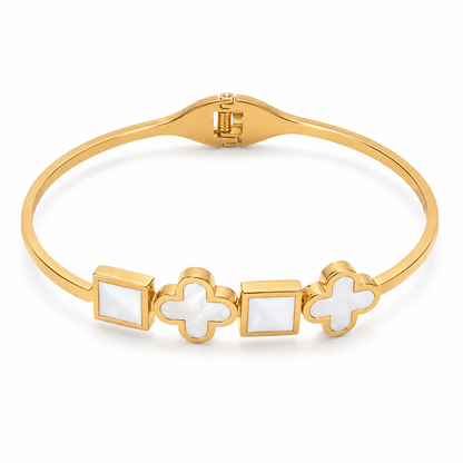 Trendy Minimalistic White clover Bracelet for daily or office wear